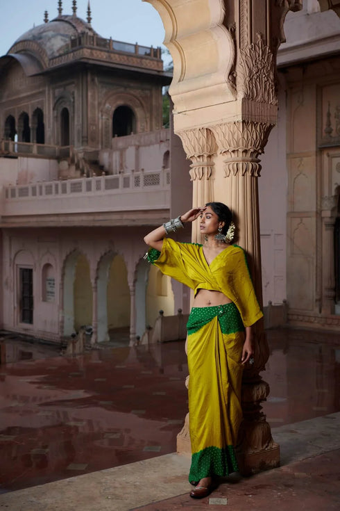 Ommbre Kaftan Top And Drape Skirt