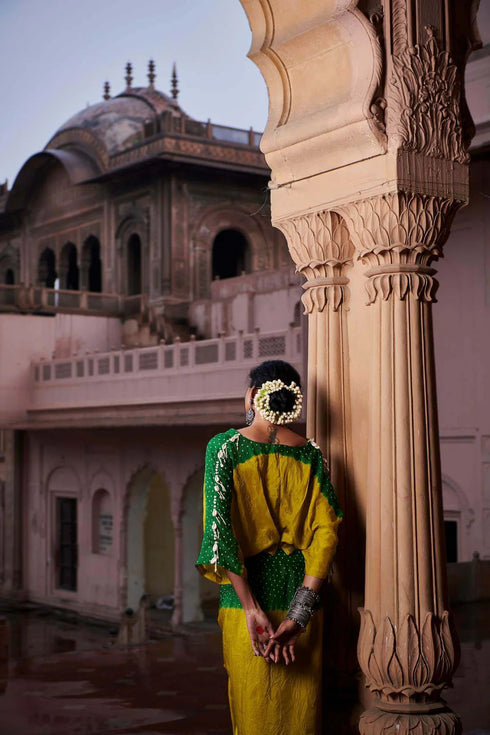 Ommbre Kaftan Top And Drape Skirt