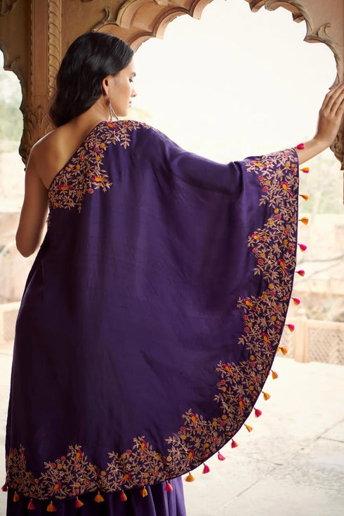 Embroidered One Shoulder Tunic With A Sharara