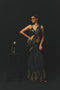 Charcoal Gajji Satin & Chiffon Pre-Draped Saree Set