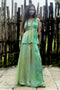 Aqua Green Chinon Chiffon Pant Set