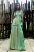 Aqua Green Chinon Chiffon Pant Set