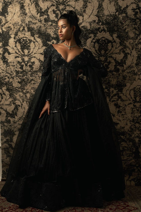 Black Peplum Kurta Set