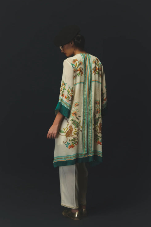 Beige Silk & Chiffon Co-Ord Set