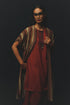 Rust Linen & Crepe Satin Jacket Set