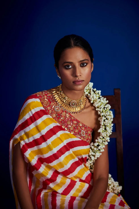 Leheriya One-Shoulder Cape Set