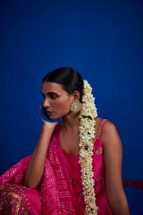 Spaghetti Kurta Set With Bandhani Dupatta