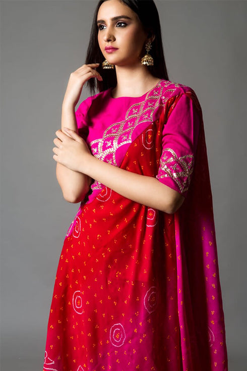 Short Top And Harrom Pants With Drape Dupatta