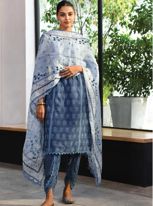 Swansea Kurta With Swansea Dhoti Pants With Dupatta