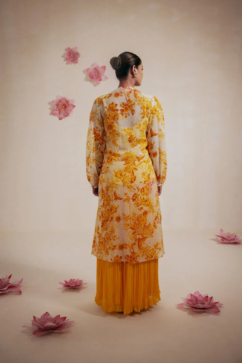 Yellow Rasasvada Printed Kurta Dress