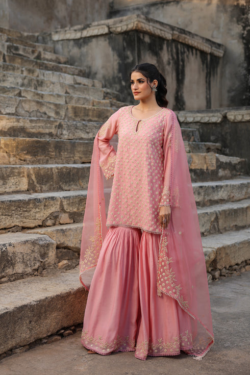 Vaayu Pink Buti Sharara Set
