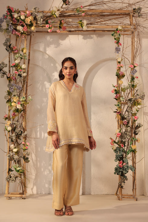 Vaayu Beige Applique Co-ord Set