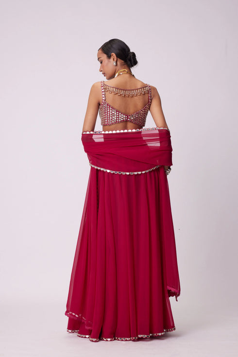 Crimson Red Lehenga Pants Set
