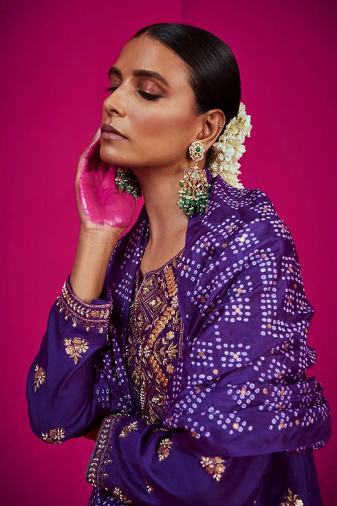 Straight Kurta Set With Bandhani Dupatta