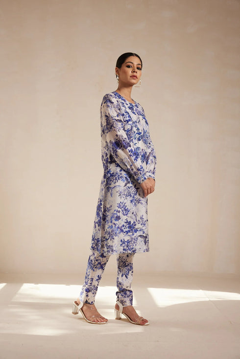 Blue Printed Kurta Set