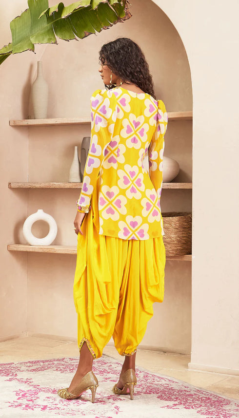 Ambre Yellow Tunic with Dhoti Pant Set