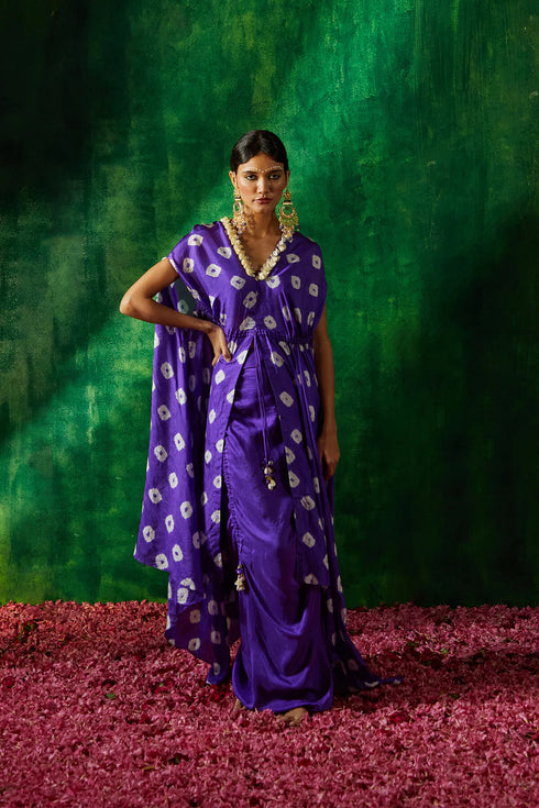 Shibori Wrap Paired With Skirt