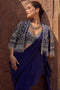Purple Pre-Drape Saree Set