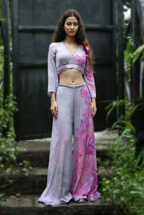 Pink Chinon Chiffon Pant Set
