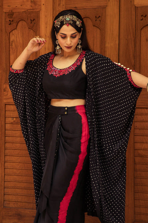 Three Piece Cape Skirt Set