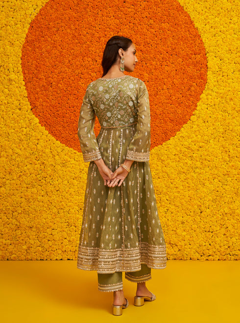 Genda Anarkali Kurta Set With Dupatta