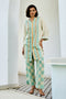 Off white Linen Kurta Set With Checked Pants