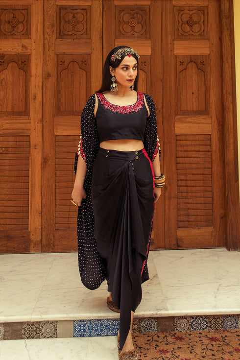 Three Piece Cape Skirt Set