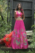 Pink Organza Printed Lehenga Set