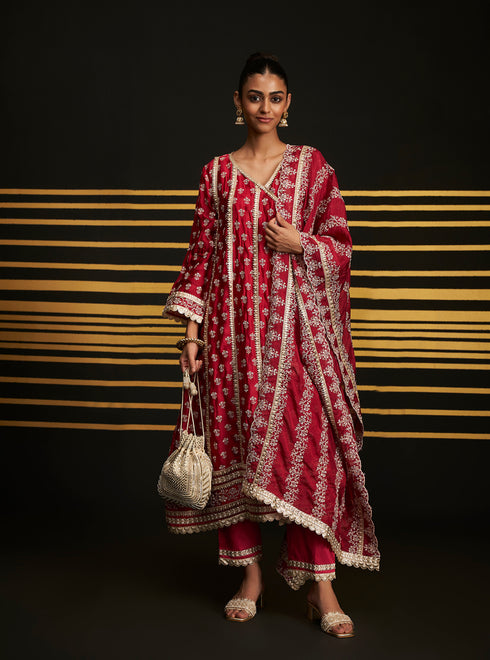 Patola Anarkali Kurta Set With Dupatta