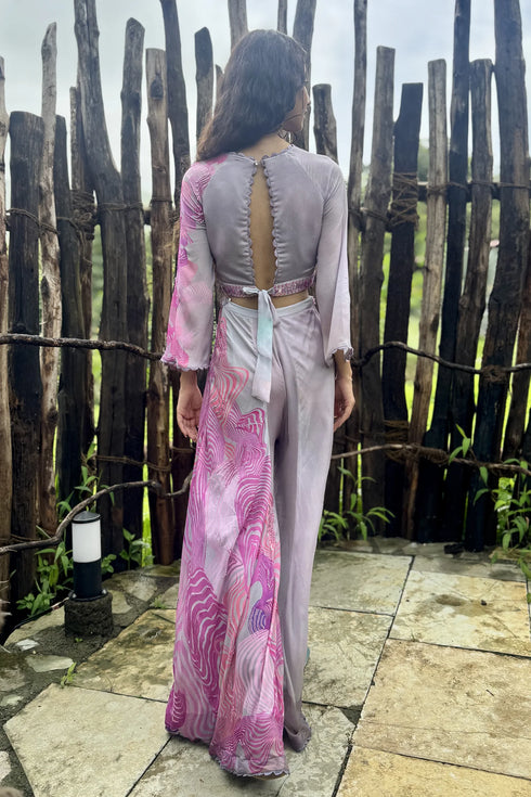 Pink Chinon Chiffon Pant Set