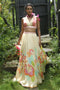 Beige Organza Floral Printed Lehenga Set