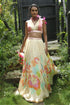 Beige Organza Floral Printed Lehenga Set