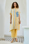 Printed Yellow Linen Kurta Set
