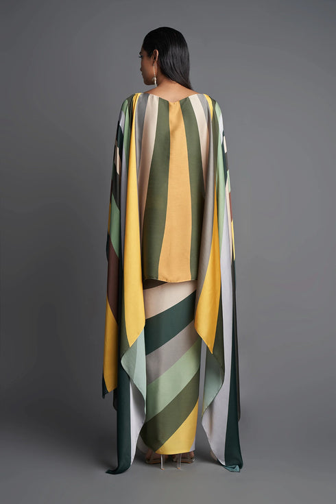 Metallic Top With Draped Pants