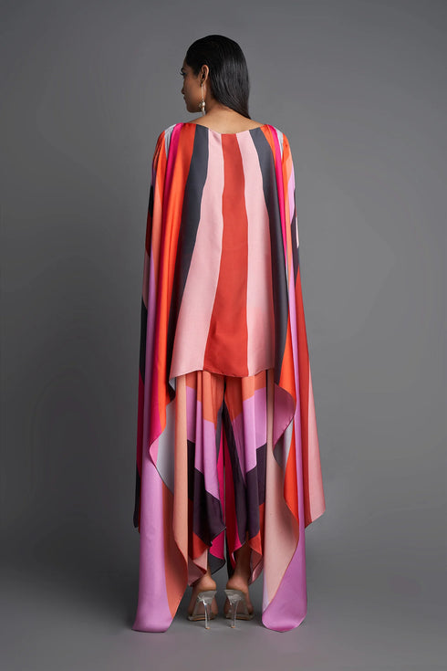 Metallic Top With Draped Pants