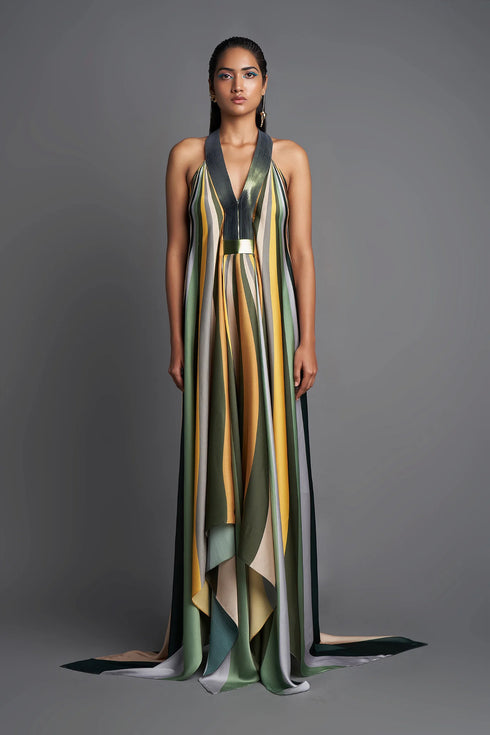 Metallic Draped Dress