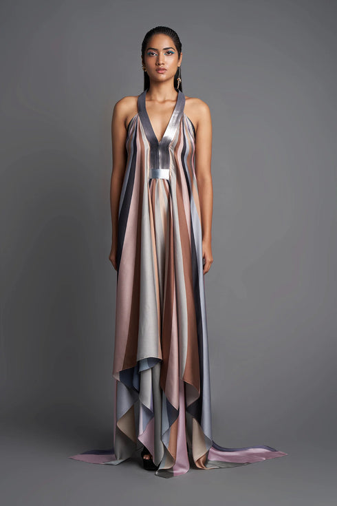 Metallic Draped Dress