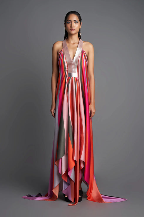 Metallic Draped Dress