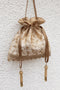 Alia Silk Embroidered Potli Bag Beige