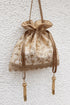 Alia Silk Embroidered Potli Bag Beige