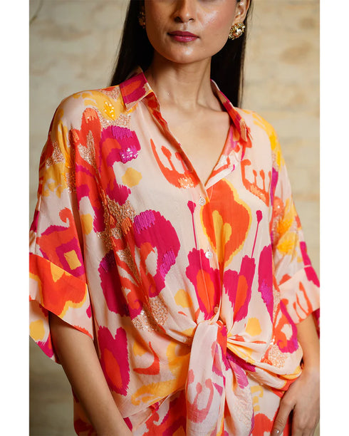 Athena Ikkat Pink & Orange