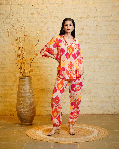 Athena Ikkat Pink & Orange