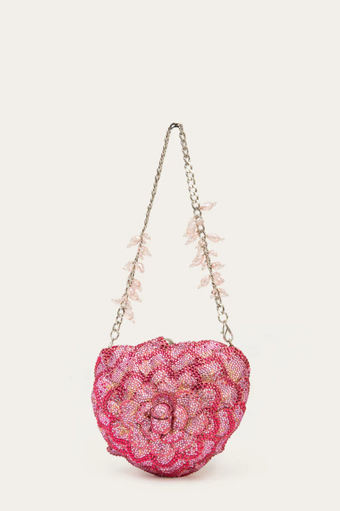 Isa Crystal Heart Clutch - Blush