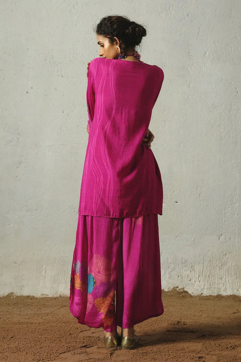 Pink Chiffon & Linen Silk Co-Ord Set