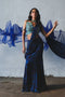 Blue Chiffon Pre-Draped Saree Set