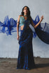 Blue Chiffon Pre-Draped Saree Set