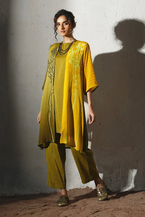 Yellow Crepe Handwork Co-Ord Set