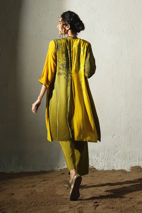 Yellow Crepe Handwork Co-Ord Set