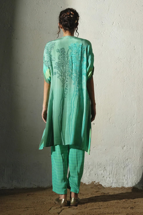 Aqua Crepe Handwork Co-Ord Set