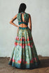 Bottle Green Chiffon Hand Embellished Lehenga Set